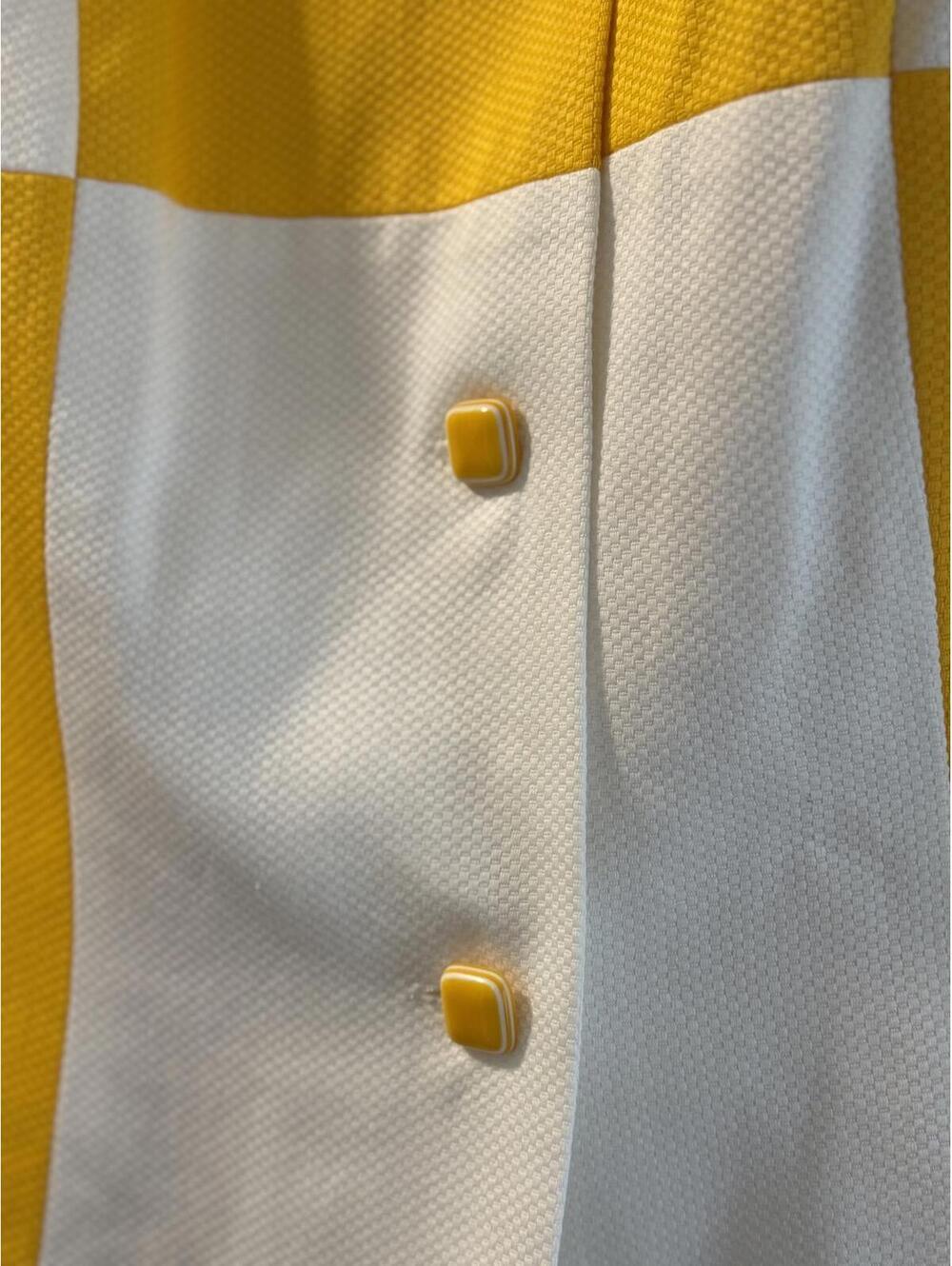 Vintage Donna Toran Yellow and White Colorblock Short Sleeve Blouse Size 10 - Picture 3 of 8